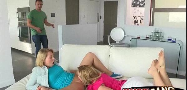  Cute teen enjoying some FFM threeway sex with her stepmom
